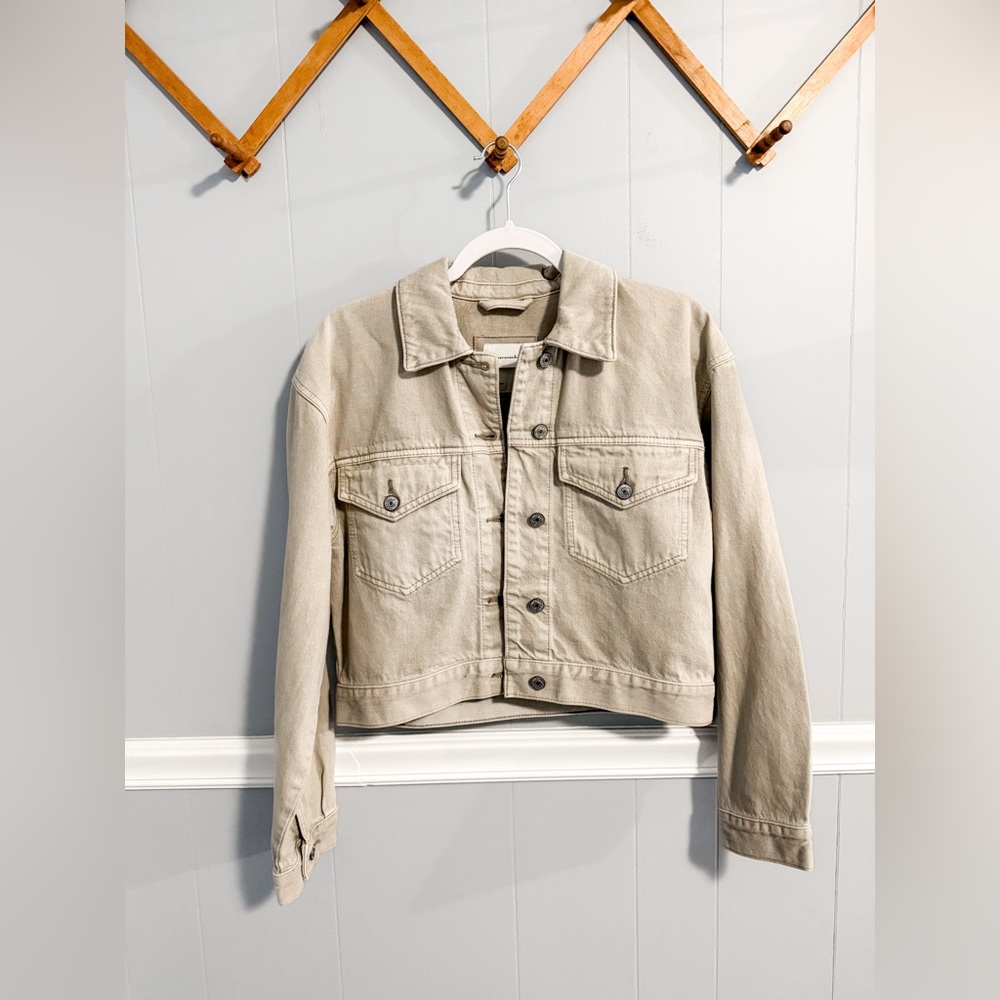 NWT Abercrombie & Fitch Beige Denim Jacket - Picture 3 of 7